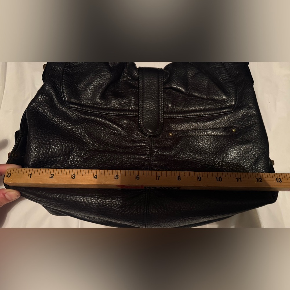 B MAKOWSKY large Leather Shoulder Bag Hobo Bag Gold Hardware Bow Shape - Picture 14 of 16